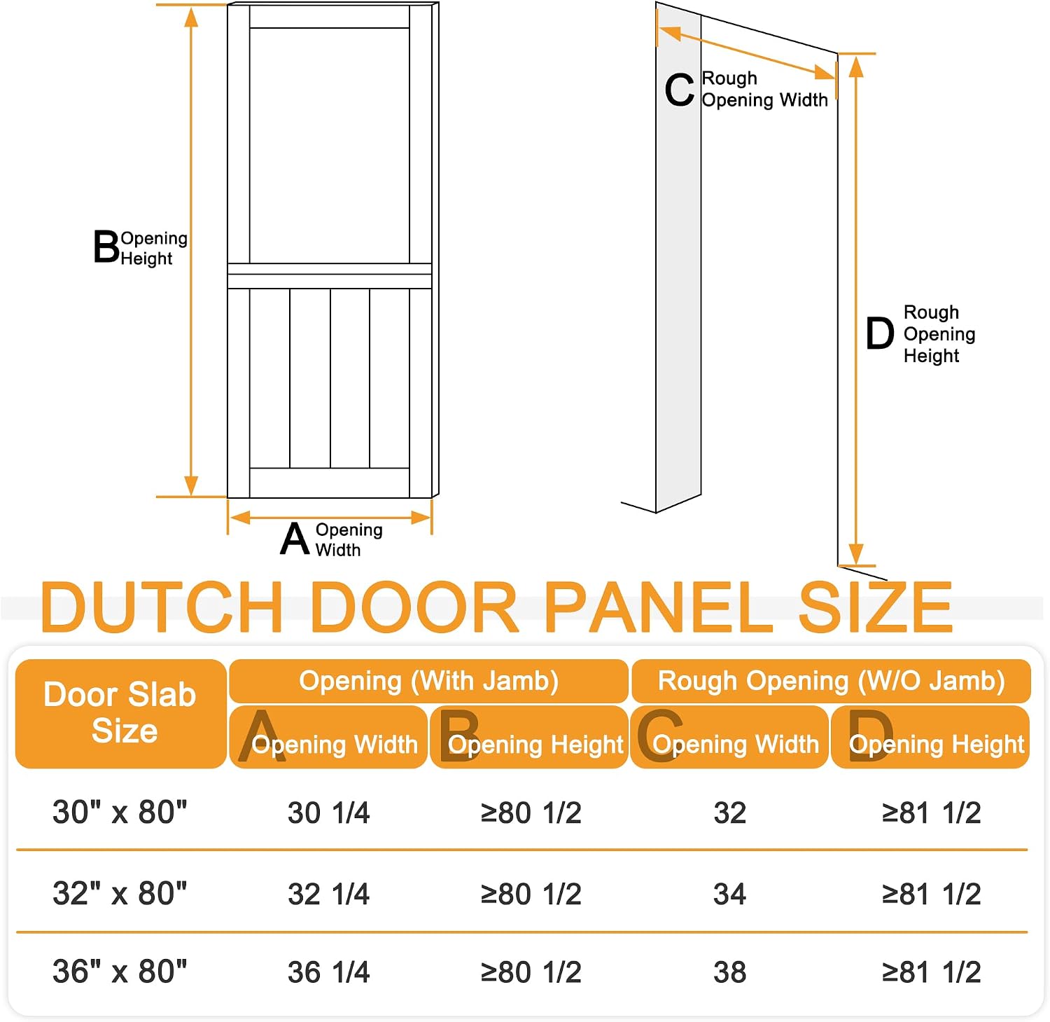 32'x 80' Pantry Door, Pre-Assembled Dutch Door Slab, French Interior White Solid Wood Core with Clear Glass Panel, 4 Hinges & Latch Included, Pocket Barn Doors for Living Room, Closet & Back Porch