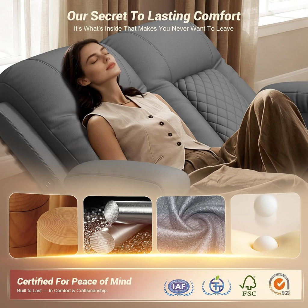 FURNIMAT 2026 Fabric Loveseat Recliner Sofa, 2 Seater Reclining Loveseat Sofa, RV Loveseat Couch, Modern Recliner Chair for Living Room, with Cup Holder and 2 Cell Phone Holders, USB Ports, Gray