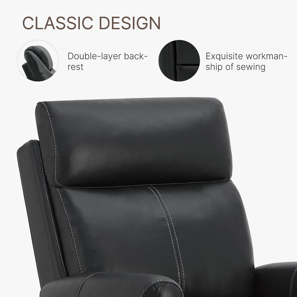 KISLOT Wall Hugger Recliner Chair for Adults, Faux Leather RV Recliner with USB Charging Ports Electric Power Reclining Sofa for Living Room Home Theater Seating Bedroom