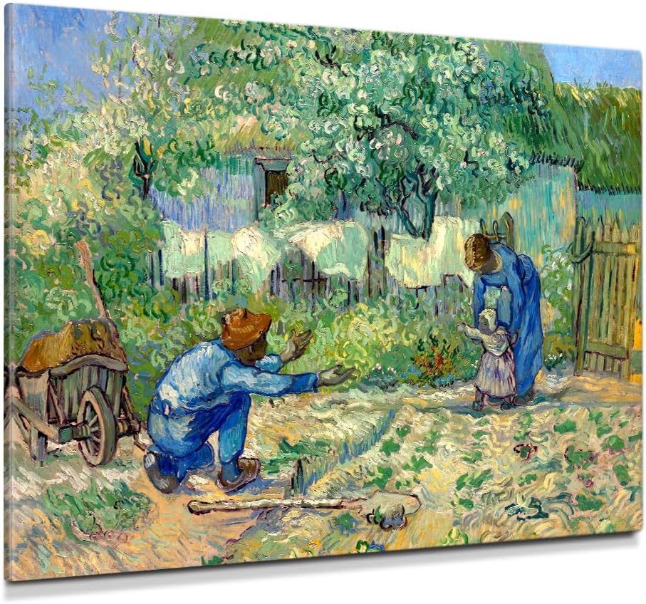 DECORARTS - Vincent Van Gogh First Steps (After Millet) Wall Art, Large Giclee Canvas Print Gallery Wrapped Van Gogh Art 40x30, Made in USA
