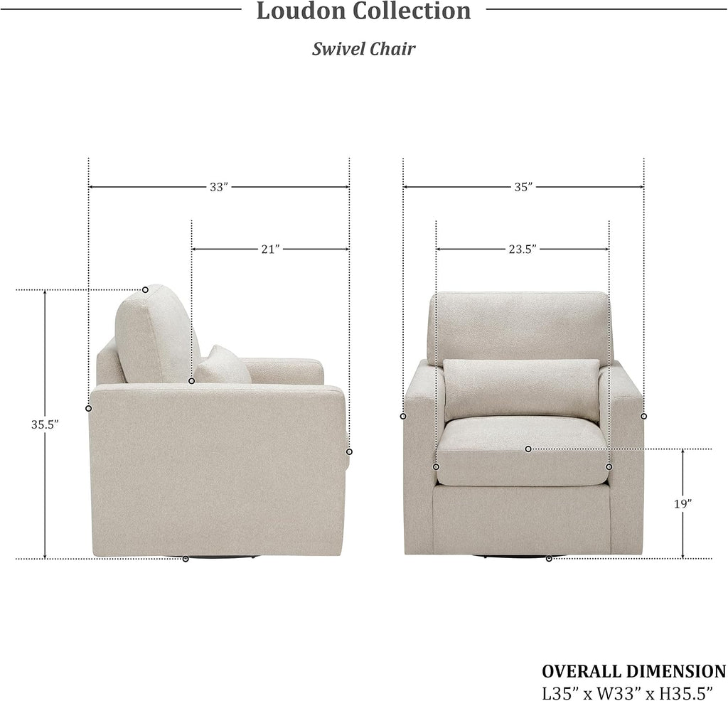 Lexicon Swivel Accent Chair, Modern Armchair, Boucle Single Sofa Chair with Lumbar Pillow for Living Room, Home Theater Seating, Bedroom, Easy Assembly, Beige