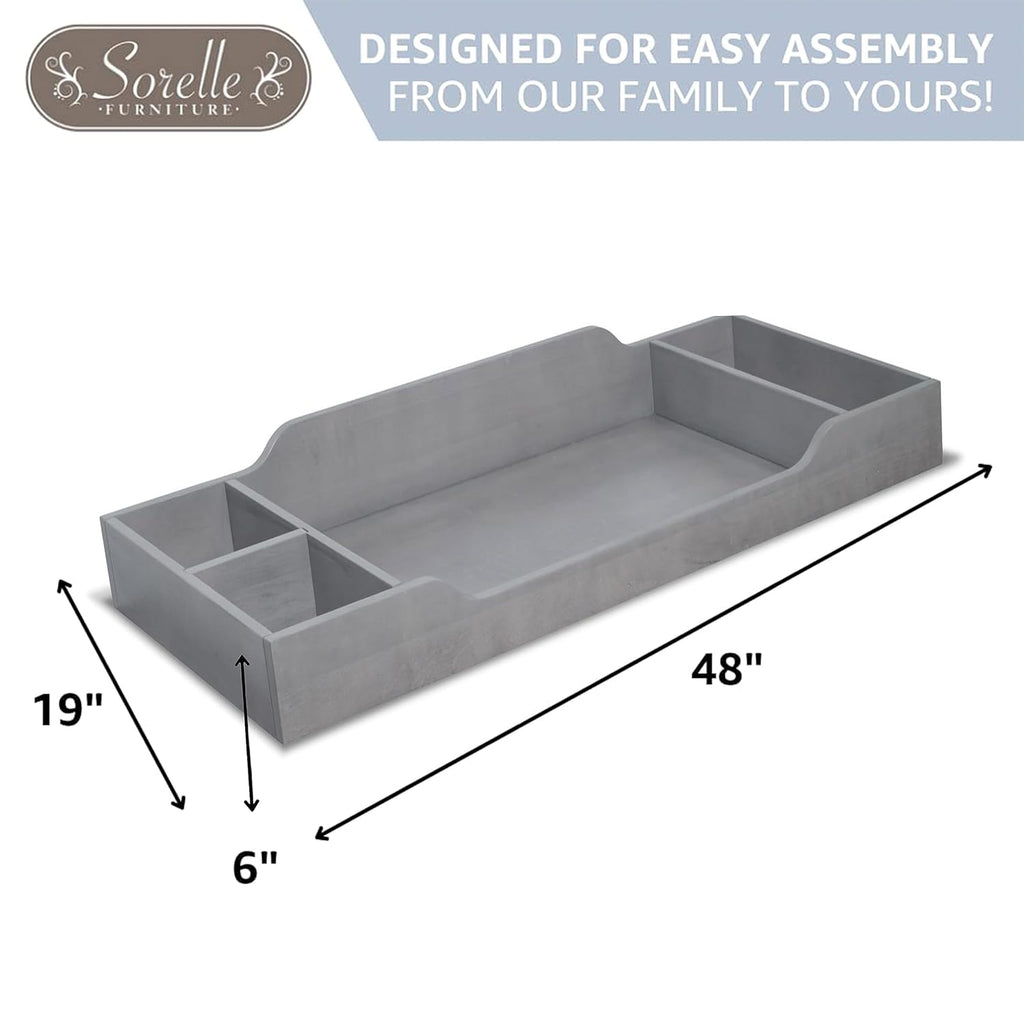 Sorelle Furniture Changing Table Topper for Dresser, Dressing and Diaper Changing Solution for Baby Dresser, Nursery Furniture-Stone Gray
