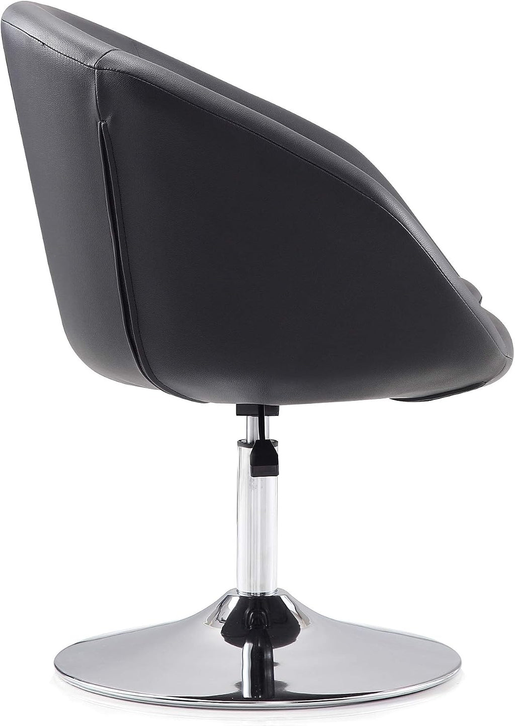 Manhattan Comfort Hopper Adjustable Swivel Accent Chair with 360° Turn, Upholstered Seat, Polished Chrome Base, Modern Bowl Design for Home Office and Living Room, Black