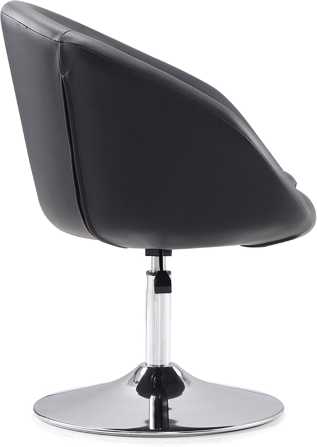 Manhattan Comfort Hopper Adjustable Swivel Accent Chair with 360° Turn, Upholstered Seat, Polished Chrome Base, Modern Bowl Design for Home Office and Living Room, Black