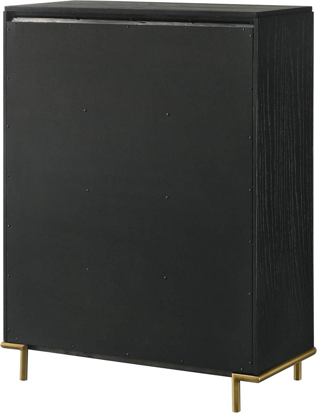Coaster Home Furnishings - Arini - Wood - 5-Drawer Chest with Rounded Corners, Gold Knobs, Hidden Drawer and Wire-Brushed Finish - Coastal - Bedroom - Black - 224335