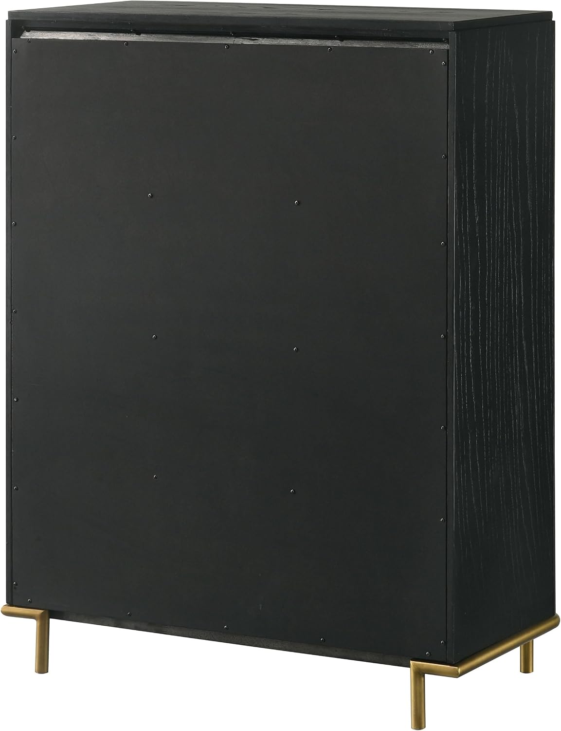 Coaster Home Furnishings - Arini - Wood - 5-Drawer Chest with Rounded Corners, Gold Knobs, Hidden Drawer and Wire-Brushed Finish - Coastal - Bedroom - Black - 224335