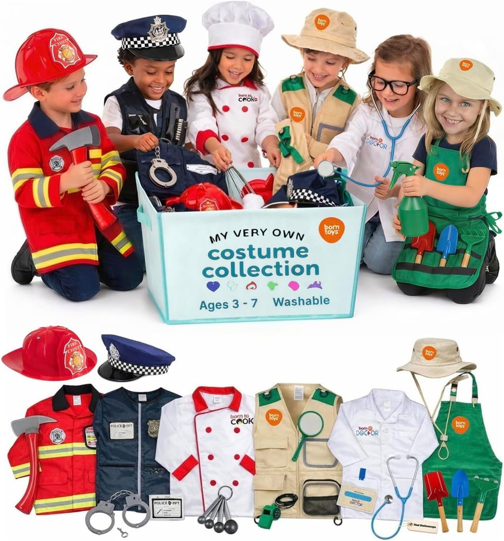 Born Toys Dress Up & Pretend Play Kids Costumes Set Ages 3-7, Washable Kids Dress Up Clothes for Little Girls & Boys