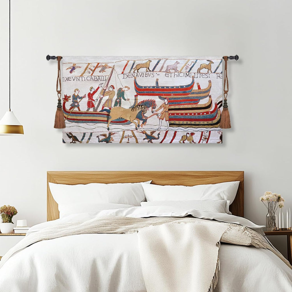 ORIMONY Bayeux Woven Tapestry Reproduction, Norman Conquest Vintage Medieval Tapestry Wall Hanging for Room Decor (03-30L x55W)
