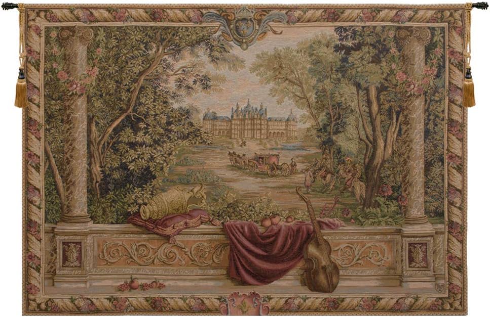 C Charlotte Home Furnishings Inc Verdure Au Chateau II French Tapestry Wall Hanging | Viscose Cotton and Polyester Blend Wall Art | 58 in. x 74 in | Home Decor Accents