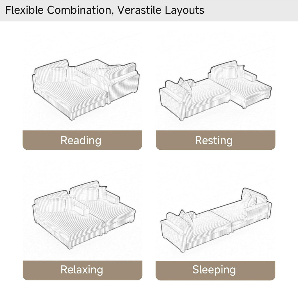 84' Oversized Double Chaise Lounges Indoor, Faux Fur Upholstered Chaise Lounge Chair for Living Room, Modern Sectional Sofa Couch Sleeper Loveseat Bedroom Reading Seating - Gray