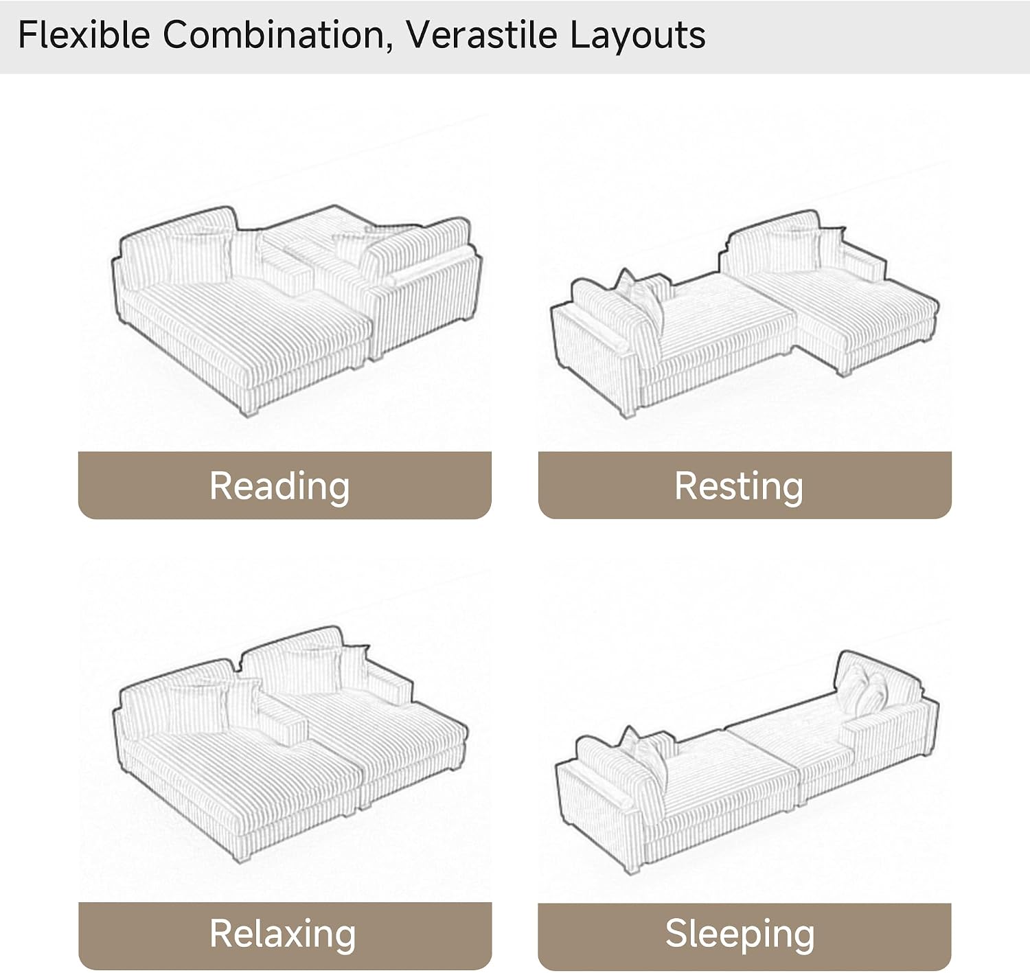 84' Oversized Double Chaise Lounges Indoor, Faux Fur Upholstered Chaise Lounge Chair for Living Room, Modern Sectional Sofa Couch Sleeper Loveseat Bedroom Reading Seating - Gray