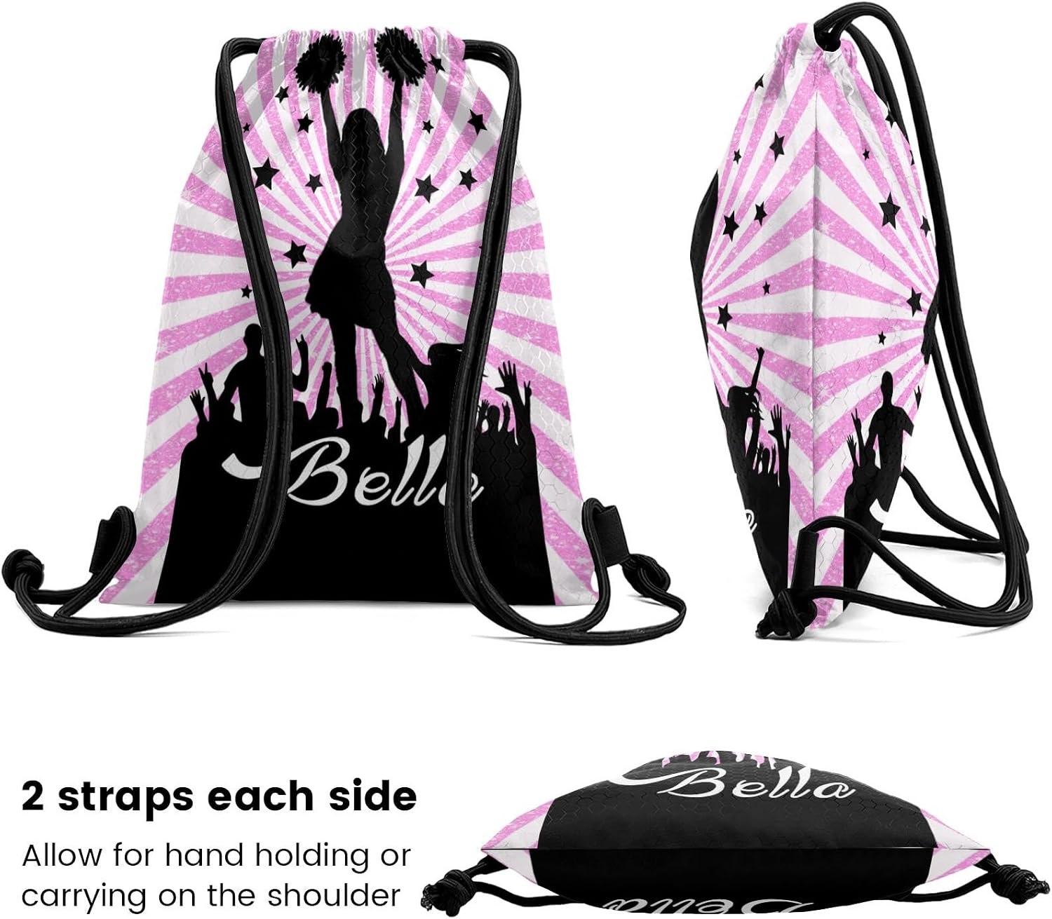 Custom Drawstring Backpack with Name Personalized Bulk Ballet Beach Draw String Bags for Small Business Swim Sport Camping Vacation Travel Gym Men Women-20 PCS
