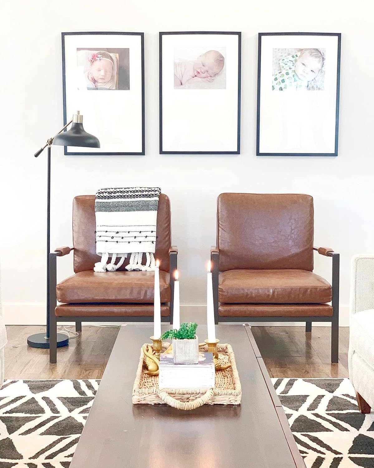 Signature Design by Ashley Peacemaker Mid-Century Modern Faux Leather Accent Chair, Brown