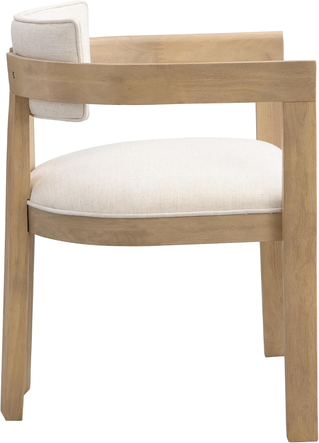 Christopher Knight Home Falcon Fabric Upholstered Dining Chairs Set of 2, Modern Wooden Dining Armchair, Curved Backrest Kitchen Side Chair, Living Room Accent Chair for Extra Seat, Light Ash+Beige