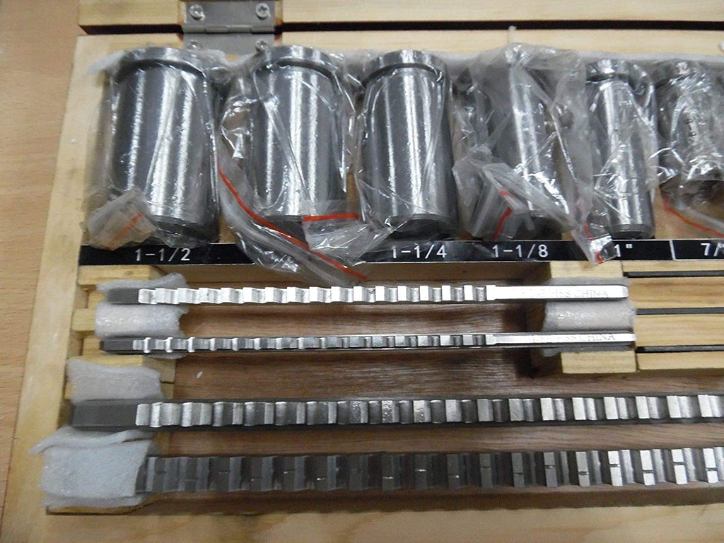 Keyway Broach Sets 18Pcs HSS Inch Size Industrial Tools for Lathe B-1/8 3/16 C-1/4 3/8 Teeth Keyway Size High Precision Cutting