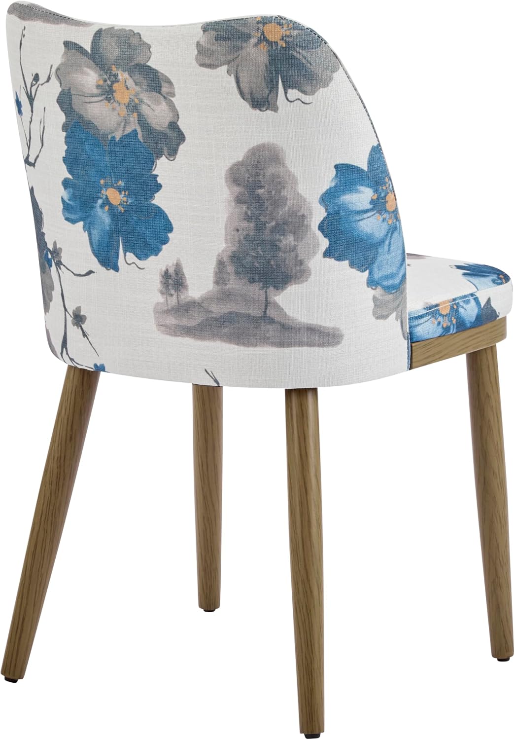 Christopher Knight Home Ringo Modern Fabric Upholstered Dining Chairs Set of 2, Wooden Dining Room Armless Chair, Curved Backrest Kitchen Side Chair, Brown+Blue+White
