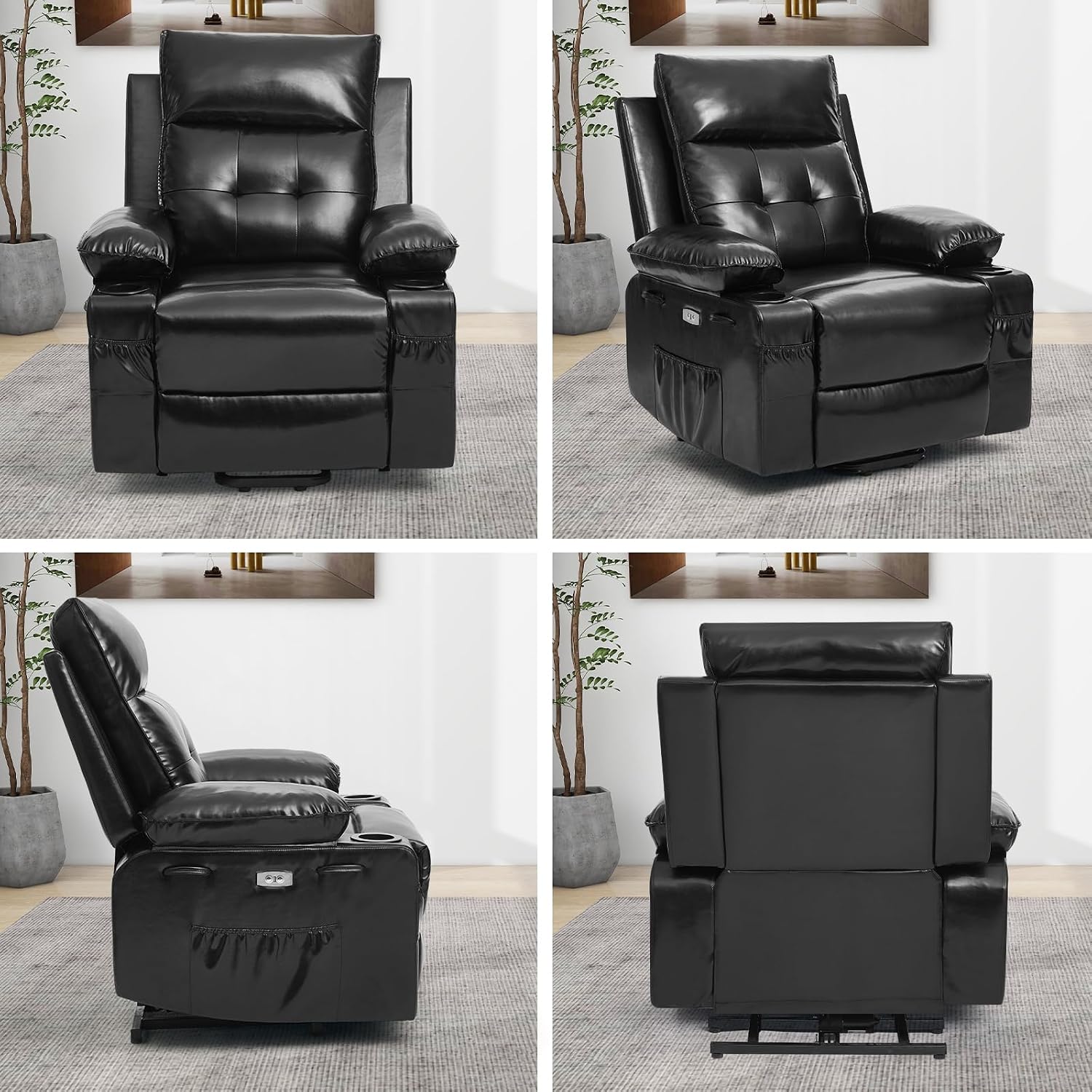 Polar Aurora Power Lift Chair for Elderly,Electric Recliner Chair with Vibrating Massage & Heating,Living Room Chair with Thickened armrest,USB Ports,2 Cup Holders