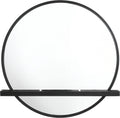 Coaster Home Furnishings Arini Coastal Round Wall Mounted Vanity Mirror for Bedroom with Jewelry Storage Shelf Black 224338