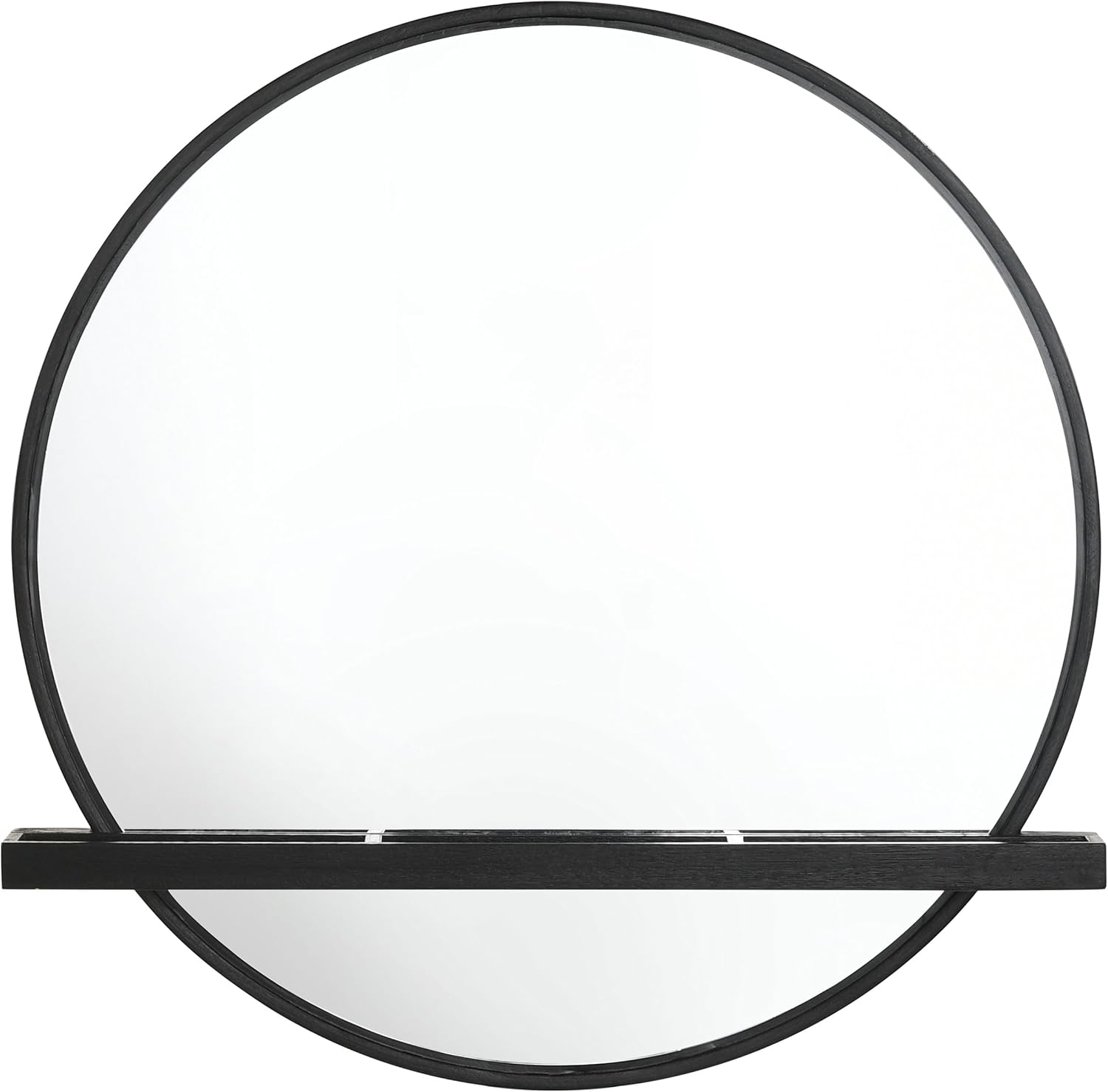 Coaster Home Furnishings Arini Coastal Round Wall Mounted Vanity Mirror for Bedroom with Jewelry Storage Shelf Black 224338