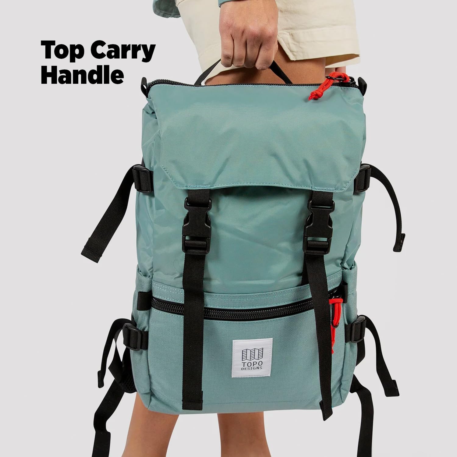 Topo Designs Rover Pack Classic Backpack - Daily Bag for Commutes, Day Trips, Hikes, Iconic Denver Design, PFAS-Free, Fair Trade (Stone Blue/Ash Green)