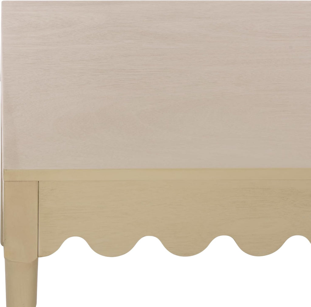 SAFAVIEH Home Collection – Neha Natural Brown Rectangular Coffee Table, Solid Wood Frame with Scalloped Apron (COF5705B)