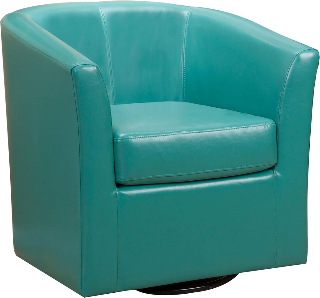 Christopher Knight Home Daymian PU Swivel Club Chair, Turquoise