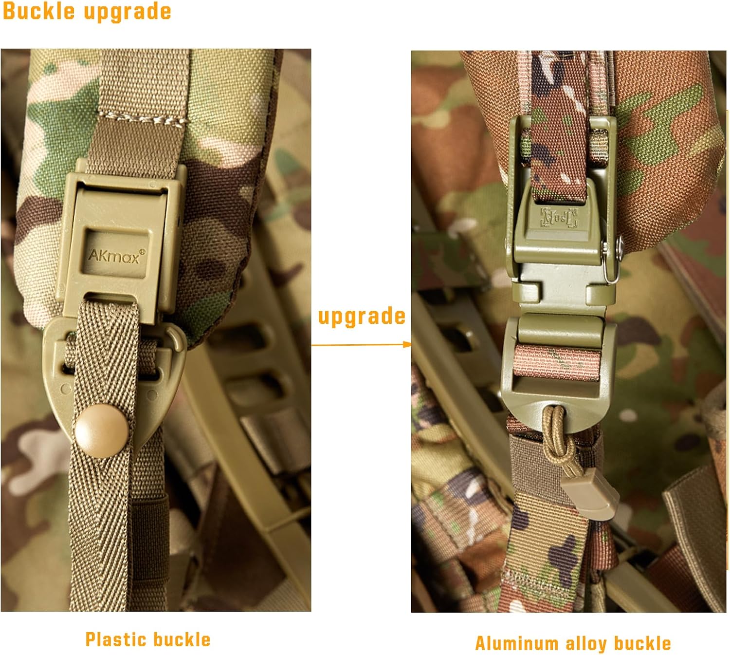 Akmax MOLLE II Medium Rucksack Military Tactical Backpack with Detachable Side Pouches & Upgraded Frame for Enhanced Comfort