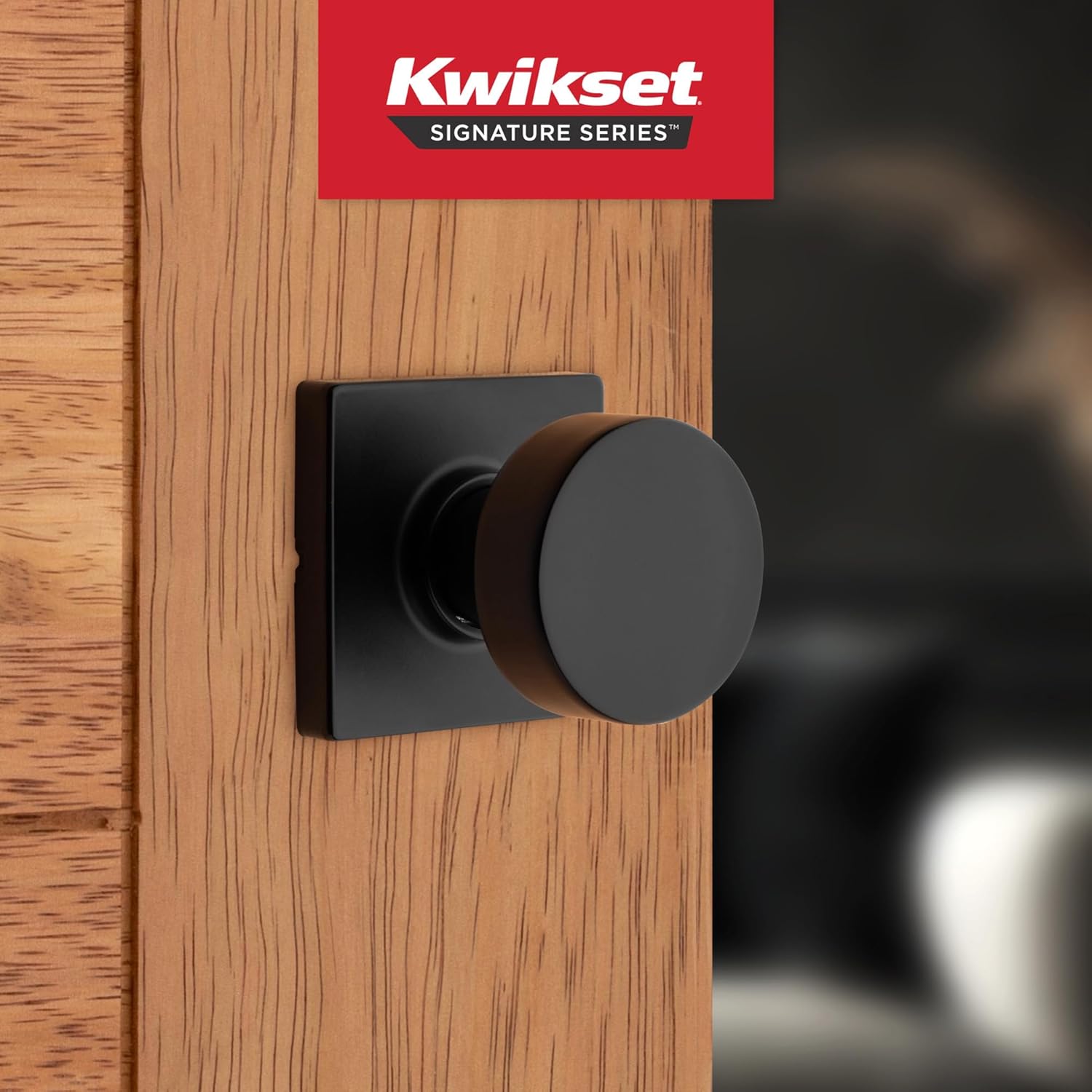 Kwikset Pismo Interior Passage Door Knob, Handle for Closet and Hallway Doors, Non-Locking Doorknob in Matte Black, with Microban Protection (Pack of 12)