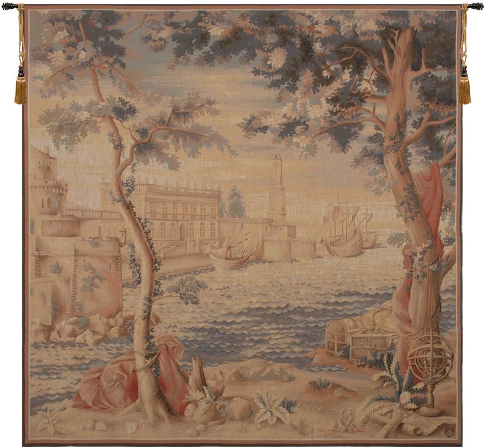 Charlotte Home Furnishings Inc. Le Port French Tapestry Wall Hanging, 58 X 58 Inch, Viscose Cotton And Polyester Blend Wall Art, Woven In France, Perfect For Home Decor And Wall Decor