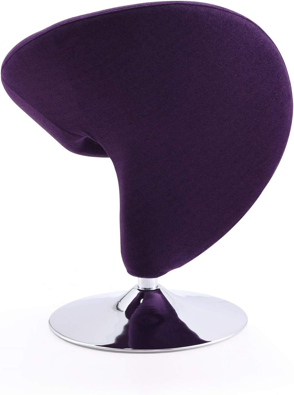 Manhattan Comfort Curl Swivel Accent Chair Set of 1 with 360° Turn, Fully Assembled, Upholstered in Wool Blend, Modern Ergonomic Design with Polished Chrome Base, Set of 1, Purple