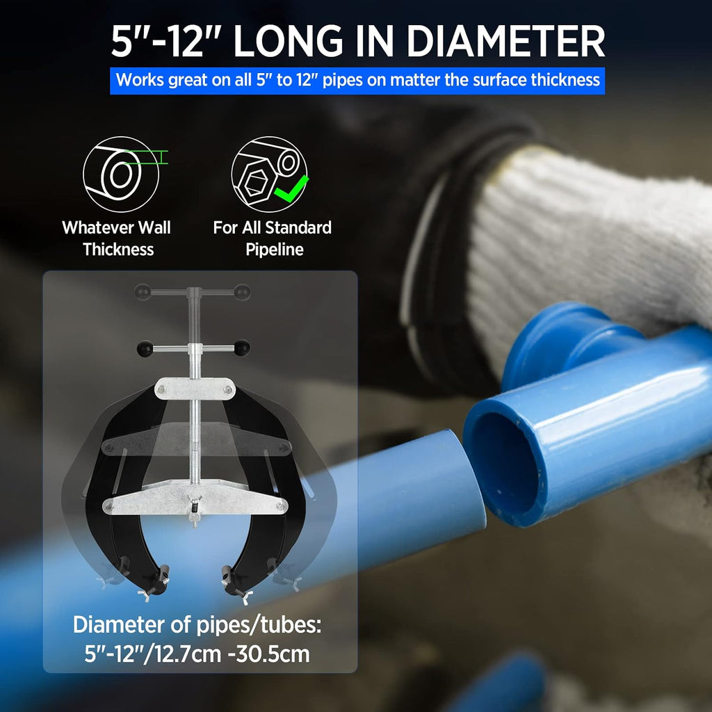 Pipe Clamp, 5 to 12 in, Steel Pipe Alignment Tool with Lightweight Design, High Strength Ultra Clamp with Quick Acting Screws