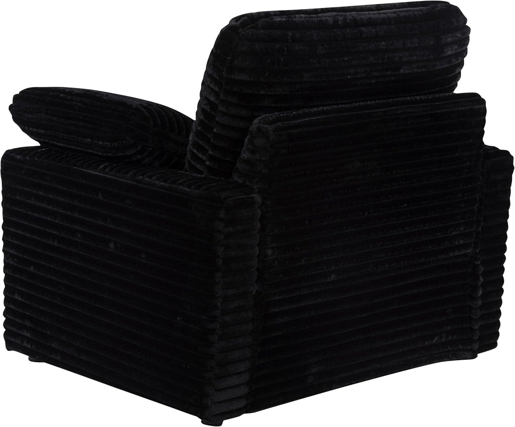 Coaster Home Furnishings - Collins - Wood and Fabric - Power Recliner with Horizontal Tufted Detail, Padded Arms, and Reversible Cushions - Living Room - Black - 610363P
