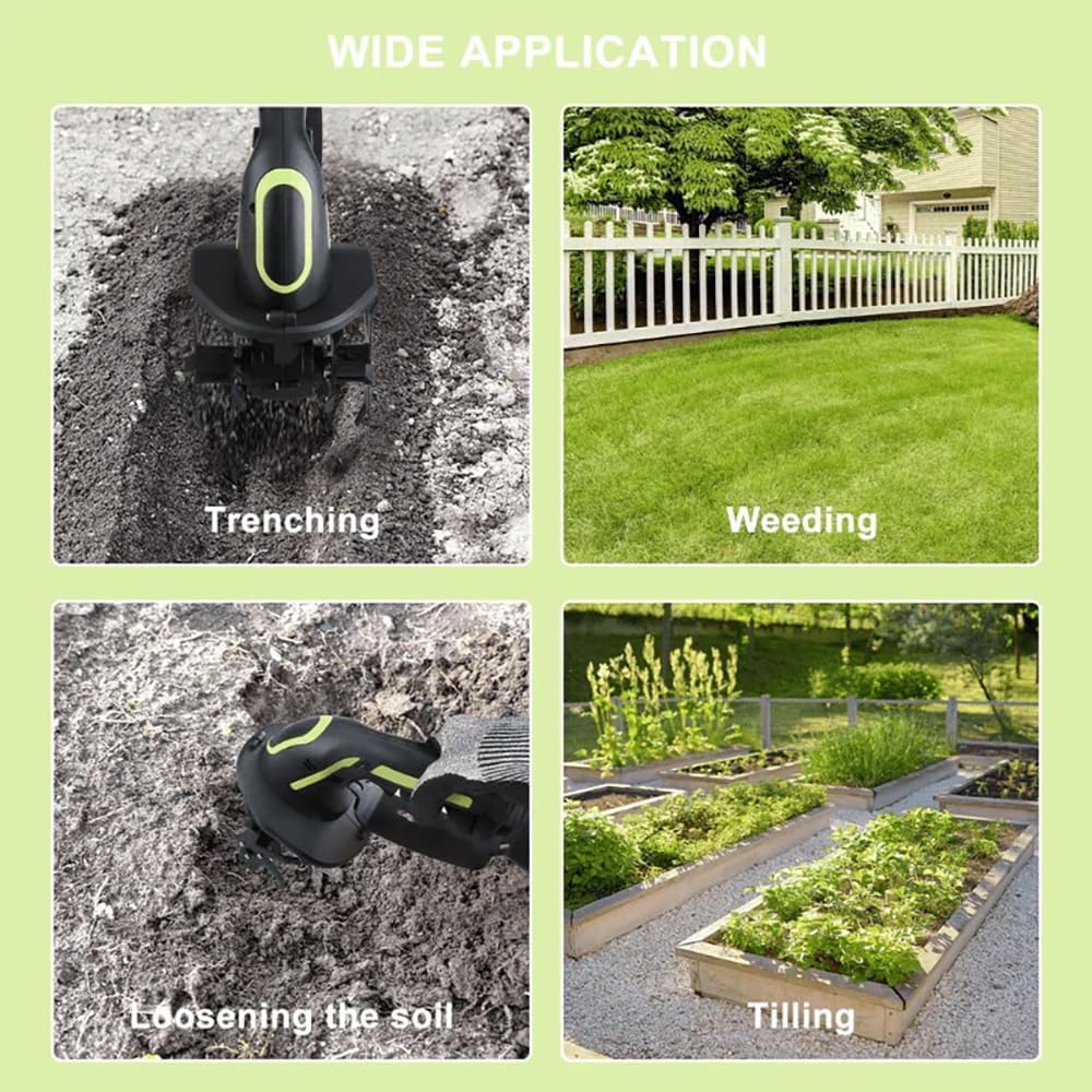 24V 2-in-1 Cordless Tiller Cultivator & Electric Handheld Tiller, 4' Depth x 4' Width, 51' Extension Rod, 235 RPM Lightweight Electric Garden Tiller with 2x1500mAh Batteries & Charger