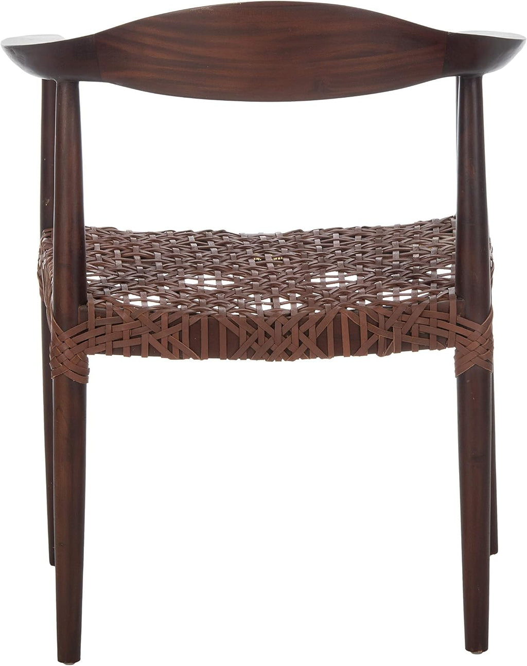 Safavieh Home Juneau Walnut and Brown Leather Woven Accent Chair
