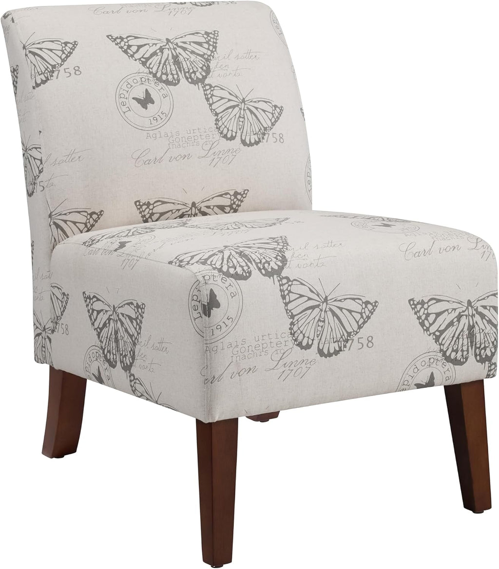 Linon Butterfly, Dark Espresso Linen Lily Chair, 21.5' W x 29.5' D x 31.5' H