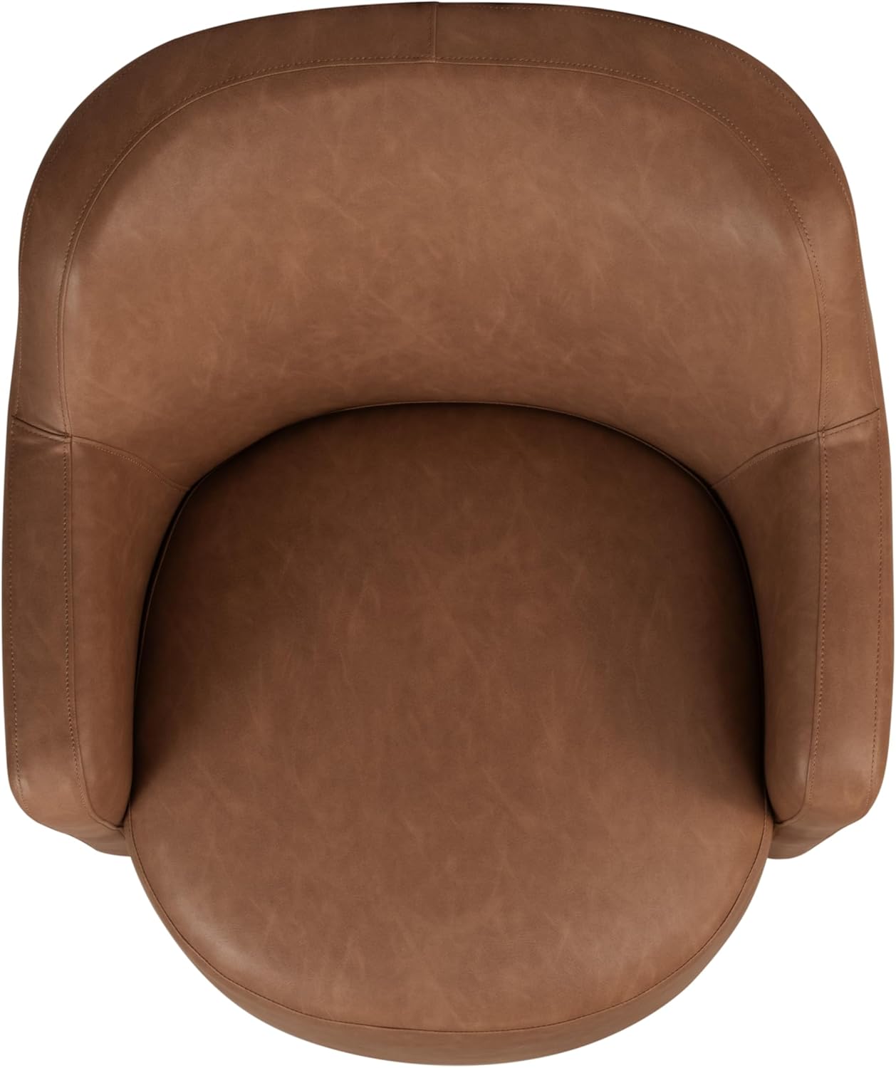HomePop 360° Barrel Back Swivel Chair - Cognac Faux Leather