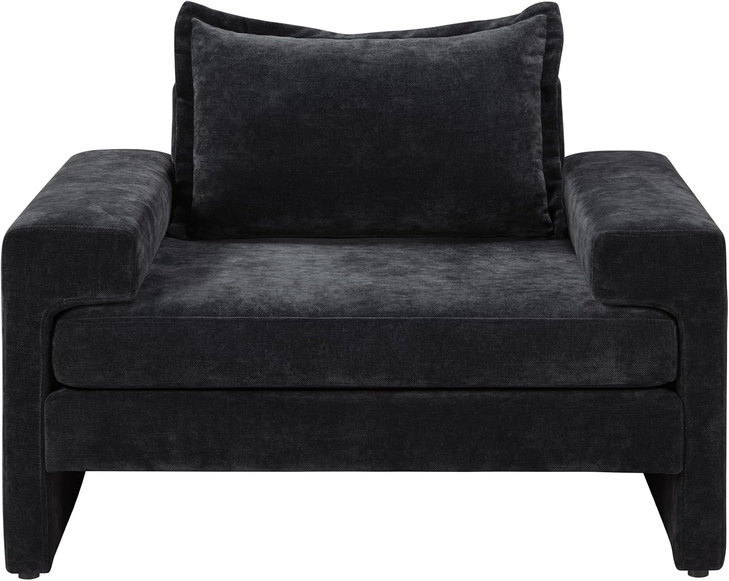 Christopher Knight Home Aylen Modern Chenille Upholstered Accent Chair with Wide Armrests, Wooden Living Room Club Chair, Bedroom Comfy Reading Chair with Back Pillow, Black