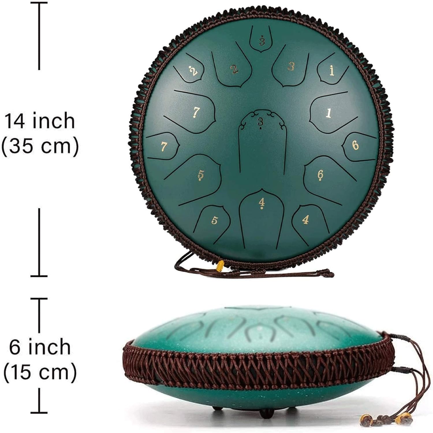 Steel Tongue Drum Lotus Handpan Drum 14-inch 15 Notes, Percussion Steel Drum Instrument with Travel Bag, Mallets, Note Sticker, for Meditation, Yoga