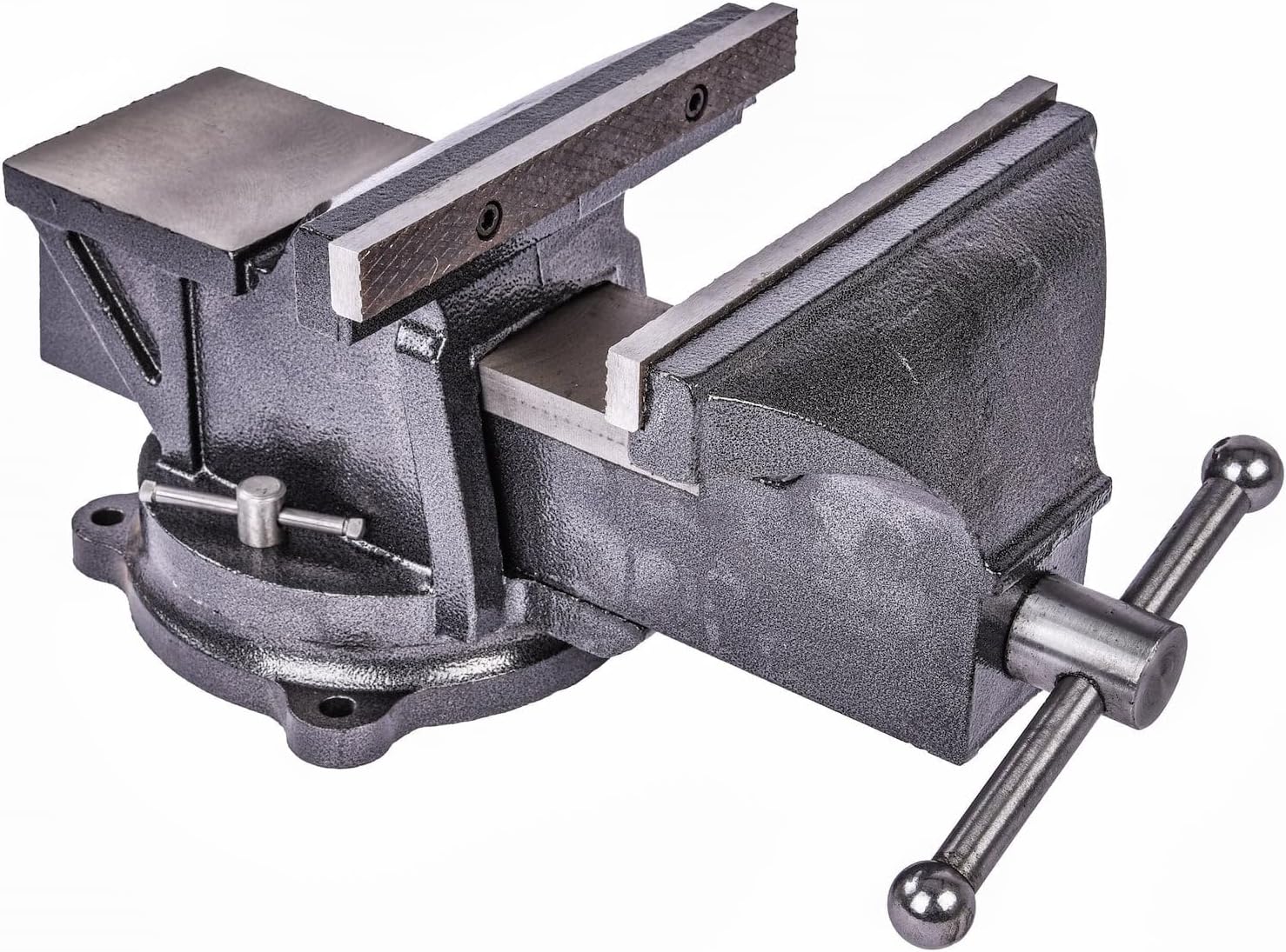 JEGS Bench Vise | 8 Inch Replaceable Jaws | Gray Iron Body With Chrome Handles | 360 Degree Lockable Swivel Base | Anvil Body | Built-In Pipe Jaws