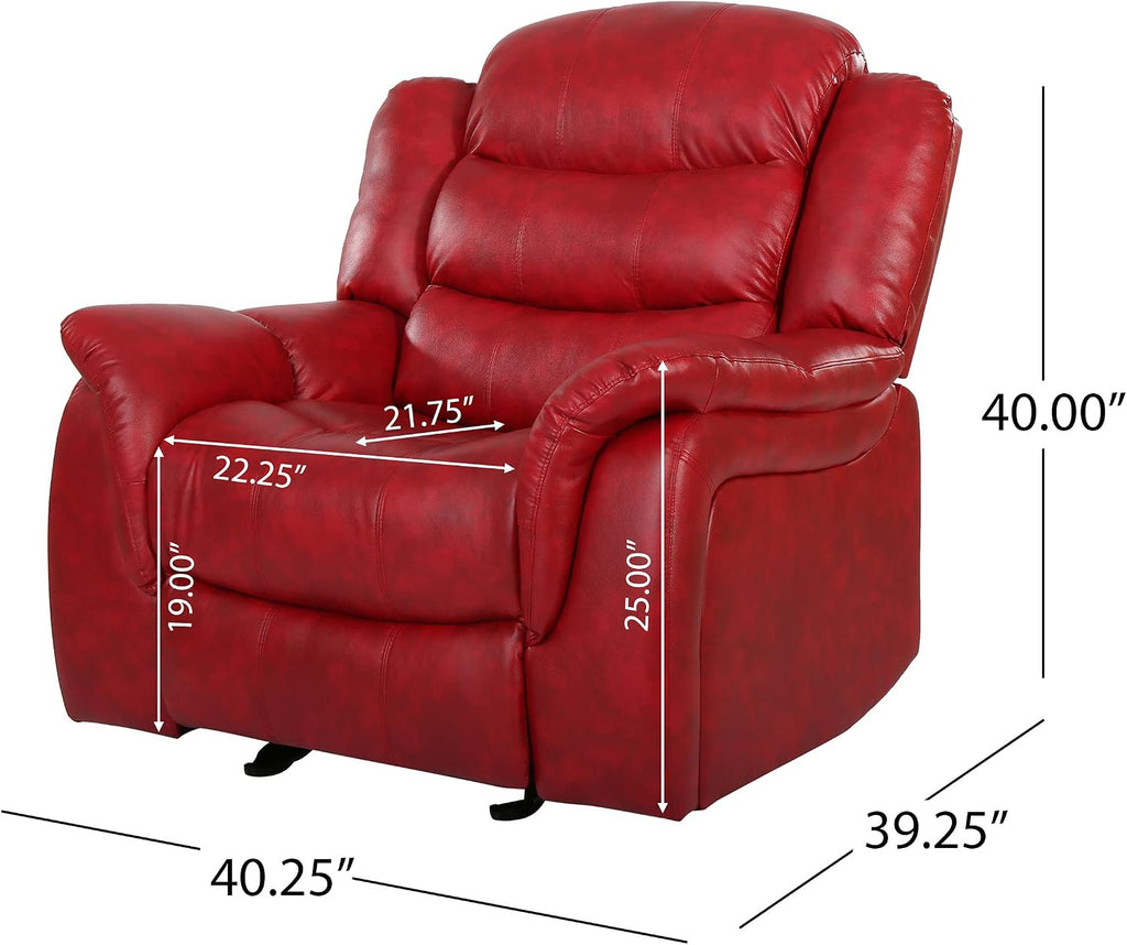Christopher Knight Home Hawthorne Glider Recliner, Leather, Oxblood Red