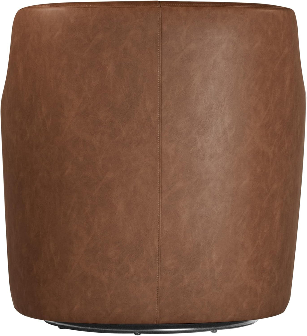 HomePop 360° Barrel Back Swivel Chair - Cognac Faux Leather