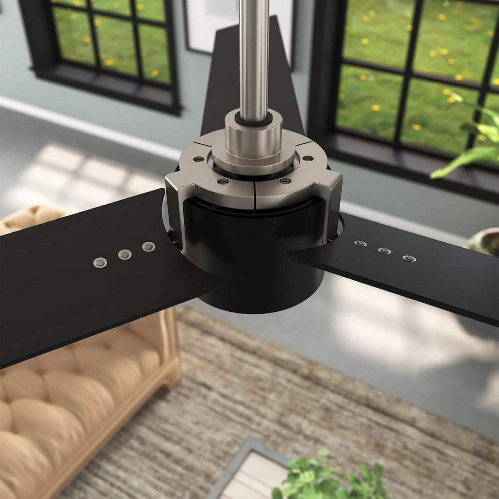 56 Inch Black Ceiling Fans with Lights, Reversible Quiet DC Motor, Modern Ceiling Fan with Light and Remote, Indoor/Outdoor Use