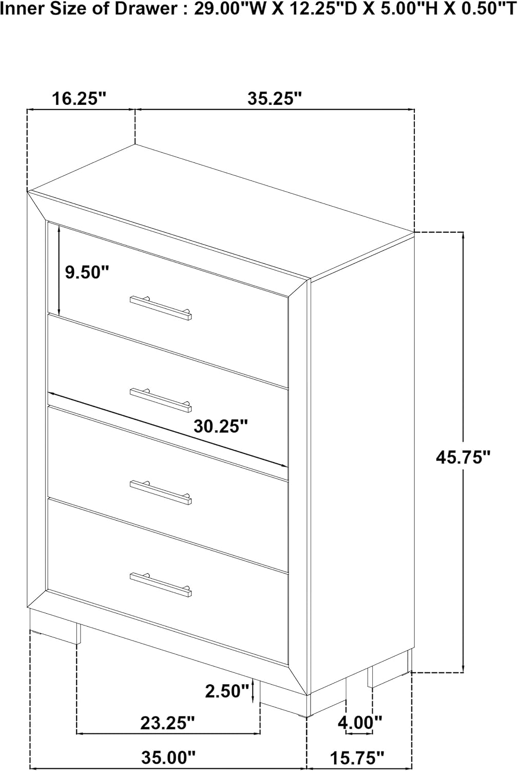 Coaster Home Furnishings - Arielle - Wood - 4-Drawer Chest with English Dovetail Joinery, Bar Pull Handles and Transitional Design - Bedroom - Light Oak - 223115