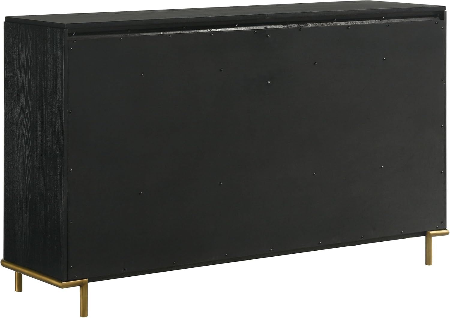 Coaster Home Furnishings - Arini - Wood - 8-Drawer Dresser with Felt-Lined Top, Round Ball Knobs, Metal Glides, Gold Base, Wire-Brushed Details, Coastal Style - Bedroom - Black - 224333