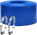 Lay-Flat Pool Backwash Hose - 4' x 100Ft Reinforced Heavy Duty PVC Discharge Hose Weather-Proof Vinyl Pool Drain Hose for Water Transfer with 2 clamps