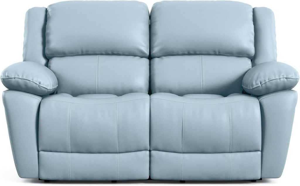Furniture of America Sorin Modern Leather Recliner Loveseat with Pillow Armrests and High Density Foam, Reclining Sofa, Comfortable Couch for Living Room, Office, FSC Certified, Blue