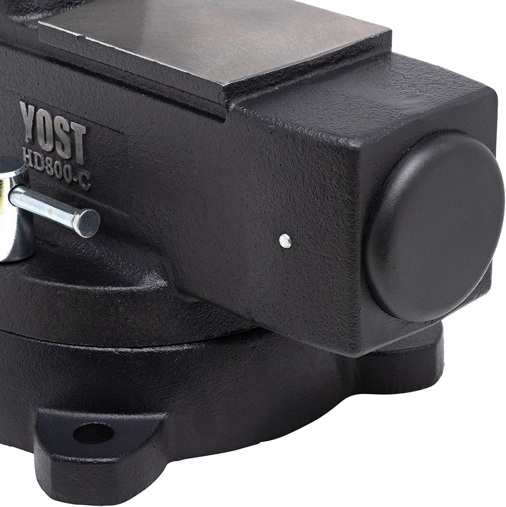Yost HD800-C Heavy Duty 8-Inch Mechanics Work Bench Vise | Heavy Duty Woodworking & Metal Work Table with Secure Grip Swivel Base | 60,000 PSI Casting Iron Material with Extra-large Anvil Surface