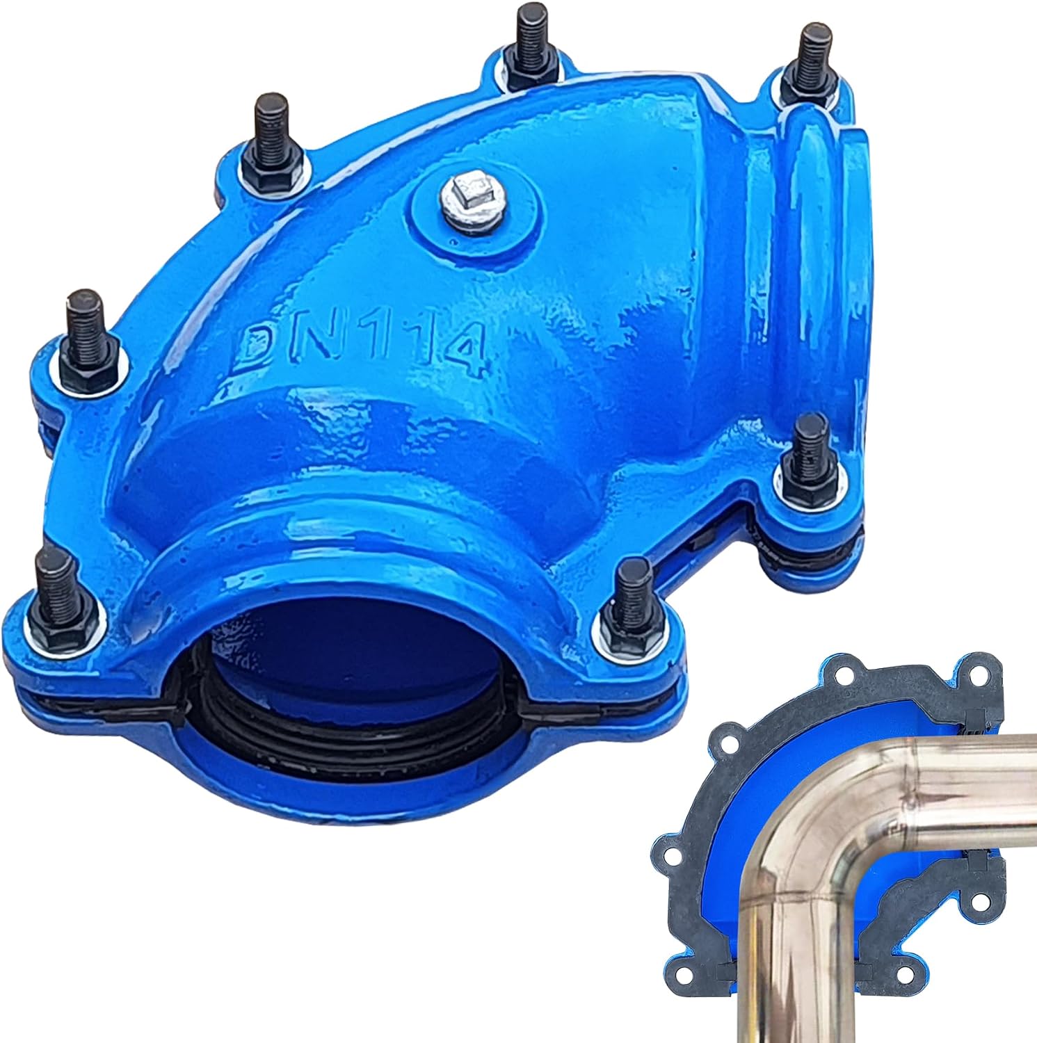 Pipe Repair Clamp For 4 Inch Welded Steel Pipe Elbow(Outer Diameter of the Pipe and Elbow are about 4.49 inch),90 Degree Elbow Leak Sealer,Long Radius,Only Suitable for Welded Steel Pipes