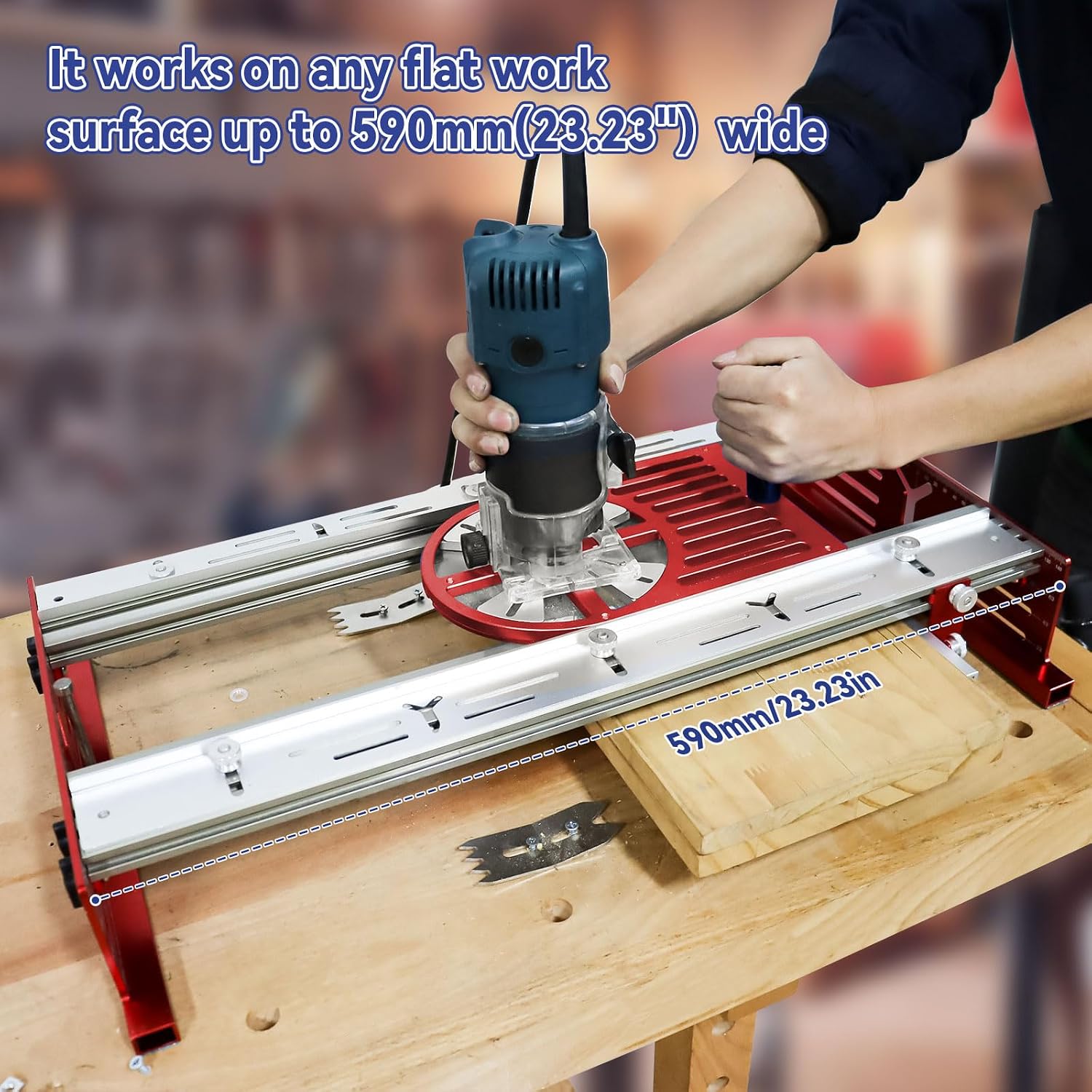 Router Bench Top Board Mill Set, 24 Inch Capacity Bench Top Board Mill with Trimming Machine Base Plate, Woodworking Limit Clamp Set for Flattening & Surfacing Cutting Boards