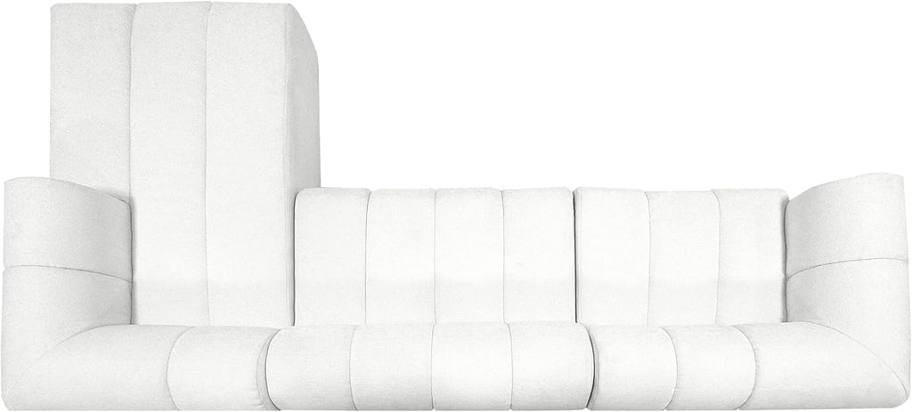 Christopher Knight Home Mania 122' Modular L-Shape Sofa Couch with Chaise Lounge, Modern Sectional Sofa Set for Living Room, Boucle Fabric Upholstered Cloud Couch with Deep Seat, Milky White